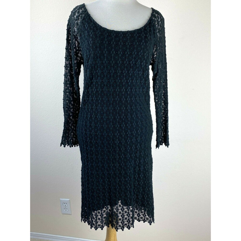 Velvet by Graham & Spencer Black Lace Bodycon Dress XS Sheer Sleeve Sexy